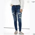 American Eagle Outfitters Jeans | American Eagle Cozy Hi Rise Jegging Distressed Skinny Jeans Shadow Patched Blues | Color: Blue | Size: 2