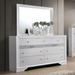 Everly Quinn Zigler 7 Drawer Double Dresser w/ Mirror Wood in White | 38.75 H x 63 W x 16.63 D in | Wayfair 91D9FF46F59F4BFDA184FD8413C6ADA2