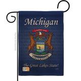 Breeze Decor Michigan Americana States Impressions Decorative Vertical 2-Sided 1'5 x 1 ft. Garden Flag in Blue/Brown | 18.5 H x 13 W in | Wayfair