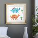 Zoomie Kids Dino Duo - Picture Frame Painting Print on Paper in Blue/Green/Orange | 34.5 H x 34.5 W x 1.5 D in | Wayfair