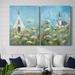 August Grove® Country Church I - 2 Piece Print Wall Art Set Canvas/Metal in Blue/Green/White | 40 H x 60 W x 1 D in | Wayfair