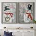 The Holiday Aisle® Let It Snow Snowman - 2 Piece Textual Art Print Set Canvas, Solid Wood in Gray/Green/White | 1.5 D in | Wayfair