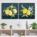 August Grove® Lemon Squeeze I - 2 Piece Wrapped Canvas Painting Print Set Canvas, Solid Wood in Blue/Yellow | 24 H x 48 W x 1 D in | Wayfair