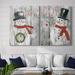 The Holiday Aisle® Let It Snow Snowman - 2 Piece Textual Art Print Set Canvas, Solid Wood in Gray/Green/White | 16 W in | Wayfair