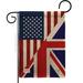 Trinx American UK Friendship 2-Sided Polyester 18.5 x 13 in. Garden Flag in Blue/Brown/Red | 18.5 H x 13 W in | Wayfair