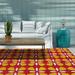 Red 93 x 0.25 in Area Rug - Kaleen Peranakan Tile Floral Handmade Tufted Indoor/Outdoor Area Rug Polyester | 93 W x 0.25 D in | Wayfair