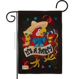 The Holiday Aisle® Henshaw It's a Party Parrot Special Occasion & Celebration Impressions 2-Sided 18.5 x 13 in. Garden Flag in Black/Orange | Wayfair