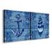 Breakwater Bay Indigo Anchor - 2 Piece Wrapped Canvas Print Set Canvas, Solid Wood in Blue | 10 H x 10 W x 1 D in | Wayfair