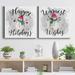 The Holiday Aisle® Snowman Happy Holidays - 2 Piece Wrapped Canvas Print Set Metal in Black/Gray/Pink | 32 H x 64 W x 1 D in | Wayfair