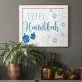 The Holiday Aisle® Happy Hanukkah - Graphic Art Print on Canvas Canvas, Wood in Blue/White | 24 H x 18 W x 1.5 D in | Wayfair