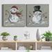 The Twillery Co.® Aleman Linen Snowman I - 2 Piece Wrapped Canvas Print Set Metal in Gray/Red/White | 16 H x 32 W x 1 D in | Wayfair