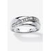 Men's Big & Tall Men's Platinum over Sterling Silver Diamond Wedding Band Ring by PalmBeach Jewelry in Diamond (Size 12)