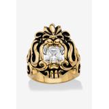 Men's Big & Tall Men's Gold Ion-Plated Stainless Steel Cubic Zirconia Lion's Head Ring by PalmBeach Jewelry in Cubic Zirconia (Size 15)