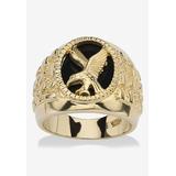 Men's Big & Tall Men's Yellow Gold over Sterling Silver Natural Black Onyx Eagle Ring by PalmBeach Jewelry in Onyx (Size 16)