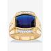 Men's Big & Tall Men's 18K Yellow Gold-plated Sapphire and Diamond Accent Ring by PalmBeach Jewelry in Sapphire Diamond (Size 10)