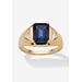 Men's Big & Tall Men's 18K Gold over Sterling Silver Sapphire and Diamond Accent Ring by PalmBeach Jewelry in Sapphire Diamond (Size 8)