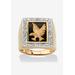 Men's Big & Tall Men's 14K Gold over Silver Diamond Accent and Onyx Eagle Ring by PalmBeach Jewelry in Diamond Onyx (Size 10)