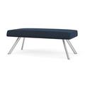 Lesro Willow Lounge Reception 2 Seat Bench Steel Legs Fabric in Gray/Blue/Black | 18.5 H x 48 W x 24 D in | Wayfair WL2001.SSV-01ADMS