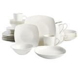 Gibson Home Liberty Hill Porcelain 30-Piece Square Dinnerware Set Porcelain/Ceramic in White | Wayfair 82902.30R