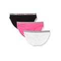Calvin Klein Women's Bikini 3PK Underwear, Black/White/Pink Smoothie, XS (Pack of 3)