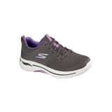 Women's The Arch Fit Lace Up Sneaker by Skechers in Grey Medium (Size 8 M)