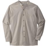 Men's Big & Tall Gauze Mandarin Collar Shirt by KingSize in Sand Grey (Size 2XL)