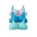 Plus Size Women's 3-Pack Cotton Wireless Bra by Comfort Choice in Pale Ocean Assorted (Size 38 DDD)