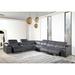 Gray Reclining Sectional - Orren Ellis Wigburga Italian Leather Power Reclining U Shaped Seven Piece Corner Sectional w/ Console | Wayfair