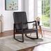 Winston Porter Rocking Chair, Dark PU & Espresso Finish Faux Leather/Solid + Manufactured Wood in Brown | 41 H x 32 W x 26 D in | Wayfair