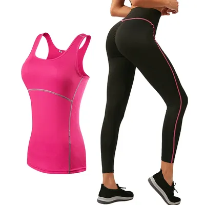 Ensemble de sport pour femme haut court + leggings fitness yoga gym entraînement 2023