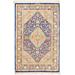 "Pasargad Home Azerbaijan Collection Hand-Knotted Pure Silk Area Rug- 2' 6"" X 3'11"", Blue - Pasargad Home 038014"