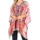 Sakkas 1825 - Aymee Women's Caftan Poncho Cover up V Neck Top Lace up with Rhinestone - ORM320-Multi - OS