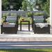 Three Posts™ Northridge 5 Piece Rattan Sunbrella 2 Person Seating Group w/ Cushions All - Weather Wicker in Gray | Outdoor Furniture | Wayfair