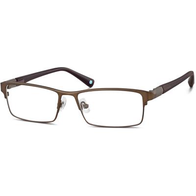 Zenni Men's Classic Rectangle Prescription Glasses Brown Titanium Full Rim Frame