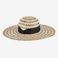 Anthropologie Accessories | Anthropologie Mixed Wheat Straw Stripe Sun Hat | Color: Black/Cream | Size: Os