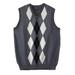 Men's Big & Tall V-Neck Argyle Sweater Vest by KingSize in Steel Argyle (Size XL)