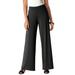 Plus Size Women's Stretch Knit Wide Leg Pant by The London Collection in Black (Size 14/16) Wrinkle Resistant Pull-On Stretch Knit