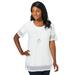 Plus Size Women's Stretch Cotton Crochet Trim Tunic by Jessica London in White (Size 14/16) Long Shirt