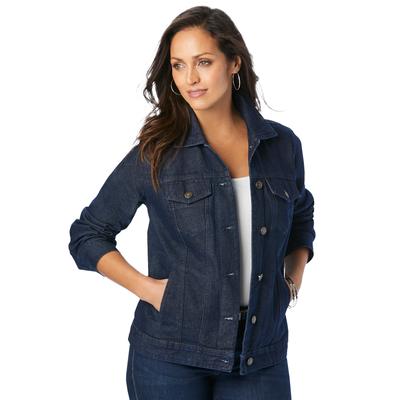 Plus Size Women's Classic Cotton Denim Jacket by Jessica London in Indigo (Size 12) 100% Cotton Jean Jacket