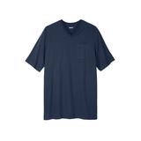 Men's Big & Tall Shrink-Less™ Lightweight Longer-Length V-neck T-shirt by KingSize in Navy (Size 5XL)