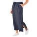 Plus Size Women's Sport Knit Side-Slit Skirt by Woman Within in Heather Navy (Size 30/32)