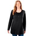 Plus Size Women's Perfect Long-Sleeve Henley Tee by Woman Within in Black (Size 1X) Shirt