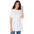 Plus Size Women's Perfect Cuffed Elbow-Sleeve Boat-Neck Tee by Woman Within in White (Size 4X) Shirt