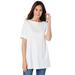 Plus Size Women's Perfect Cuffed Elbow-Sleeve Boat-Neck Tee by Woman Within in White (Size 4X) Shirt