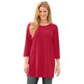 Plus Size Women's Perfect Three-Quarter-Sleeve Scoopneck Tunic by Woman Within in Classic Red (Size M)