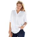 Plus Size Women's Three-Quarter Sleeve Tab-Front Tunic by Woman Within in White (Size 5X)