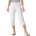 Plus Size Women's Drawstring Denim Capri by Woman Within in White (Size 16 W) Pants