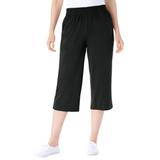 Plus Size Women's Elastic-Waist Knit Capri Pant by Woman Within in Black (Size L)