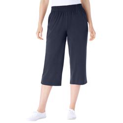 Plus Size Women's Elastic-Waist Knit Capri Pant by Woman Within in Navy (Size 5X)
