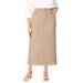 Plus Size Women's Classic Cotton Denim Midi Skirt by Jessica London in New Khaki (Size 32) 100% Cotton